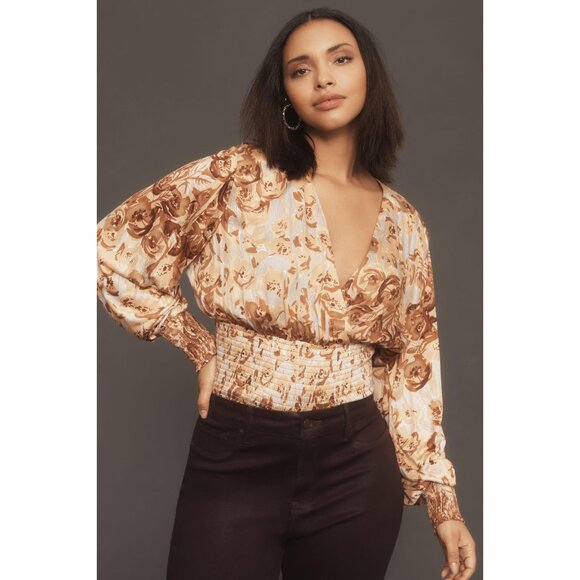 Anthropologie Tiny Valentina Long Sleeve Printed Surplice Top 1X - Picture 1 of 6